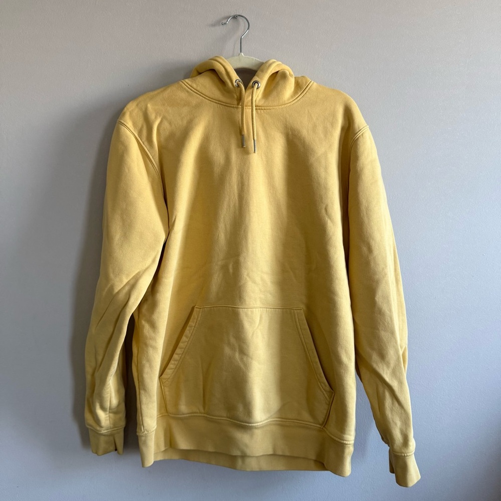 Soft 100%Cotton Yellow Pullover Regular fit Hoodie Sweatshirt size L